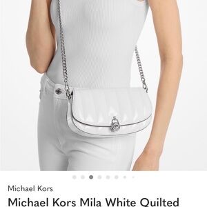Michael Kors White Quilted Crossbody Bag